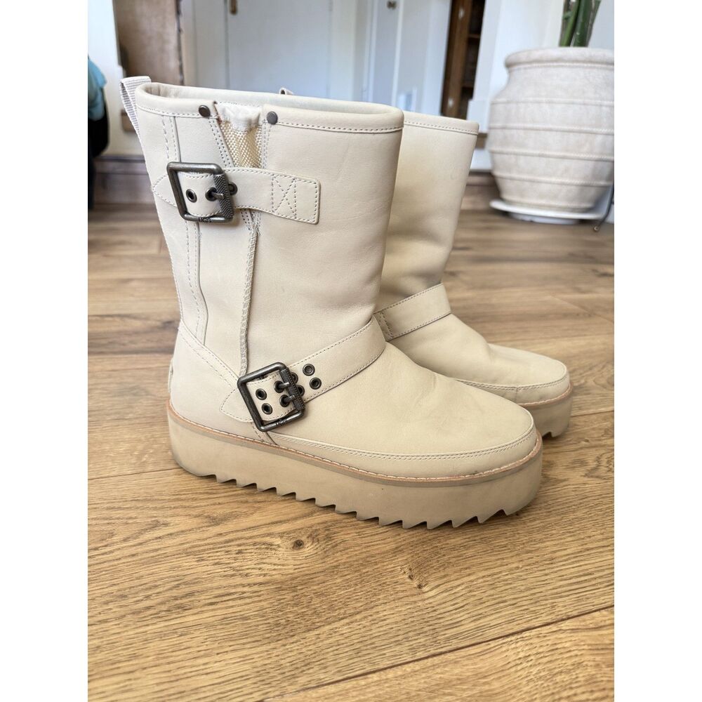 UGG Cream Platform Buckle Mid-Calf Boots🎊